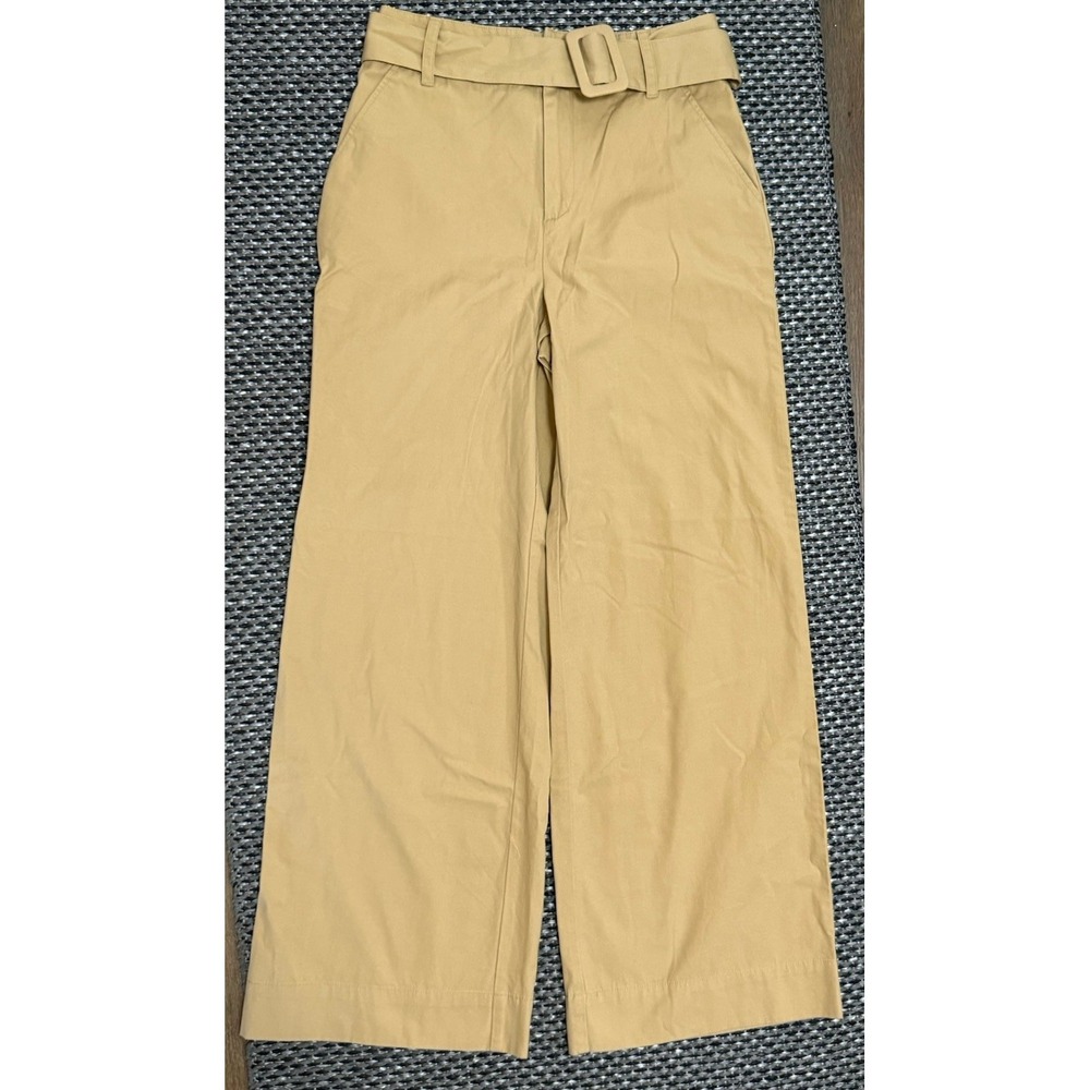 Who What Wear Womens Wide Leg‎ Pants Khaki High Rise Belted Cotton Sz 4NWT